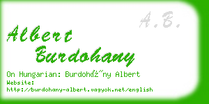 albert burdohany business card